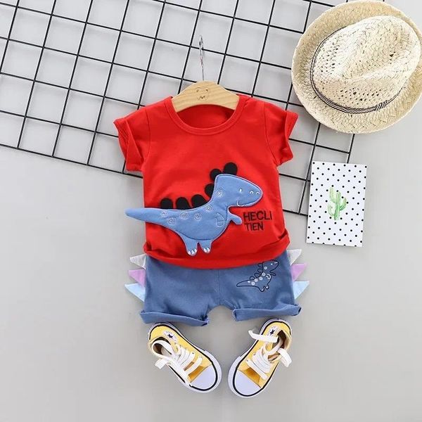 Giyim Setleri Yaz Çocuklar Erkek Kız Kızlar Çizgi Film Yaması T-Shirt Şortları Giymek 2 PCS/Set Toddler Suit Set Pamuklu Bebek Takip