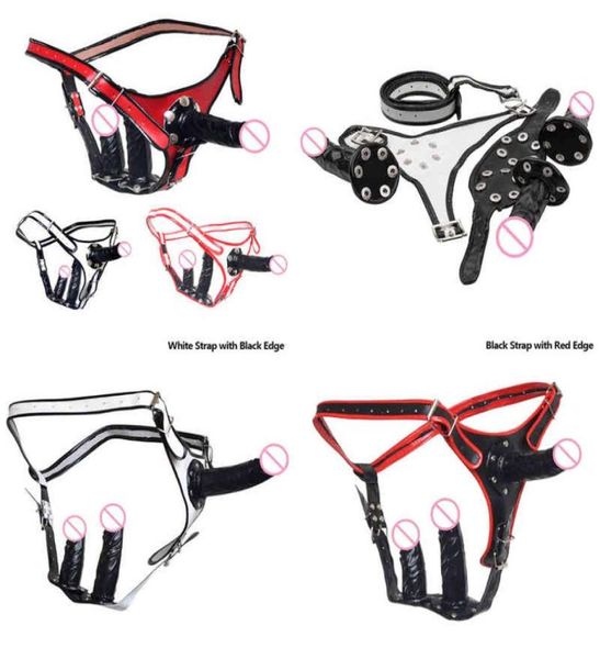 NXY Dildos Três cinta removível no brinquedo sexual do pênis de strapon lésbico para mulheres plug -plug adulto preto para o casal 2204205000570