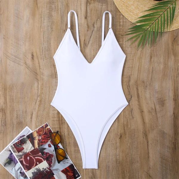 Frauen Badebekleidung White Bikini Sling Bikinis Sets sexy Badeanzug Rückenfreiem Monokini Frauen zweiteilige Urlaubs -Ferien -Swimwears Brazilian Beach Baden