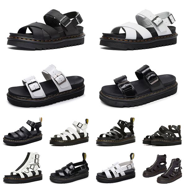 Designerplattformen Sandalen Männer Frauen schwarze weiße Leder -Hausschuhe Schnalle Gummi Gummi -Sohle Herren Frauen lässig Sandale