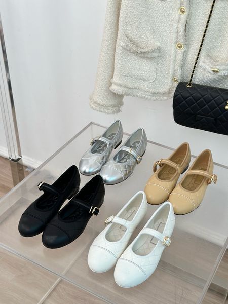 2024 Nuove scarpe da scarico di Mary Jane Linea femminile con scarpe da ballo in stoffa in pelle francese