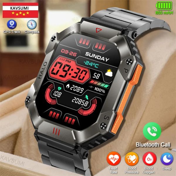 Orologi 2024 Nuovo durevole smart orologio militare uomini Bluetooth Chiamale personalizzato IP67 Smartwatch sport bussola impermeabile per Android iOS