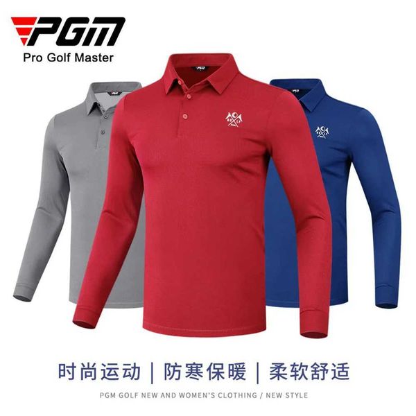 Polos masculinos PGM Mens camisas de pólo esportes de lazer respirável rápido seco longo roupas slve yf445 atacado y240506