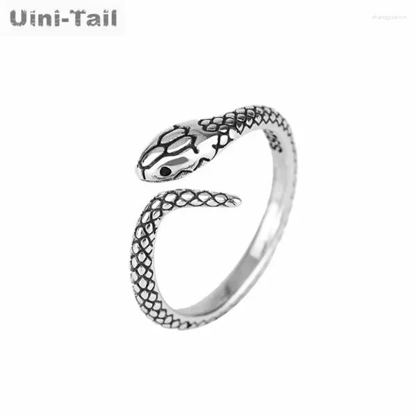 Clusterringe Uini Tail 925 Tibetan Silver Vintage Snake Open Ring Fashion Persönlichkeit Trend Dynamisch hochwertiger Schmuck JK366