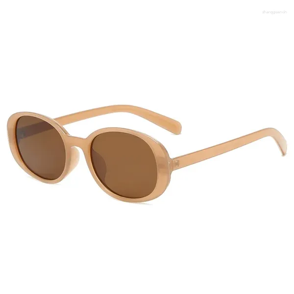 Óculos de sol estilo moda oval mulheres vintage retro redondo moldura branca de sol de sol feminino de quadril preto hip clear óculos uv400
