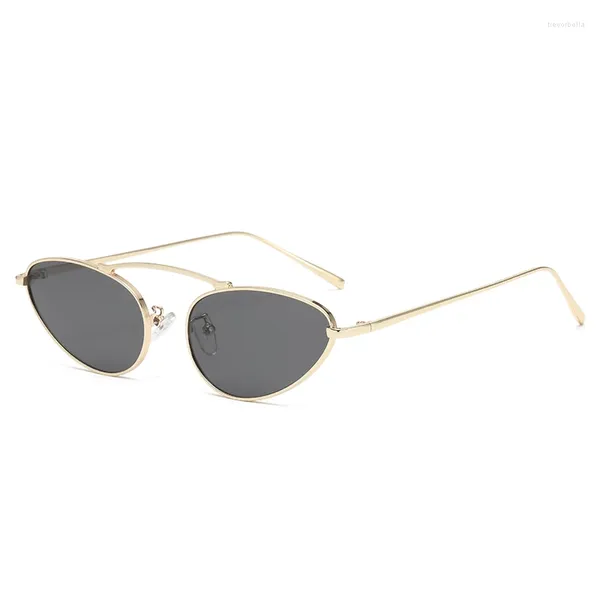 Sonnenbrille Metall Punk Katze Eye Frauen Männer ein Stück Sonnenbrille Lady Trendy Steampunk Cateye Gold Schwarze Brillen Weibchen