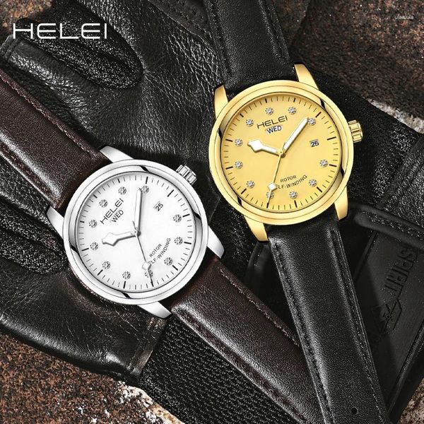 Нарученные часы Helei Models Simple Fashion Helmsman серия многофункциональных кварцевых движений 2024 Мужские часы водонепроницаемые часы