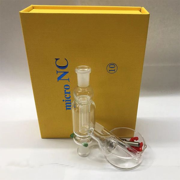 Micro NC da 10 mm Kit Nectar Collector con titanio e giunto di tipo vetro in bamio giallo in chiodo in quarzo liscio