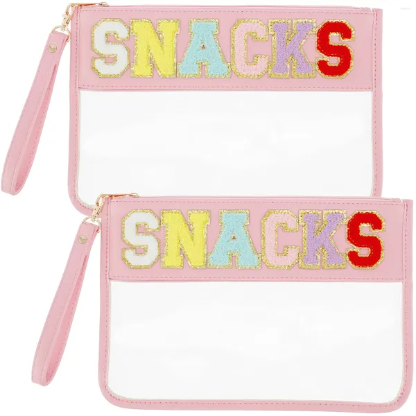 Bolsas de armazenamento 2pcs letra de maquiagem clara bolsa impermeável e impermeável bolsa de grande capacidade com zíper portátil multiuso