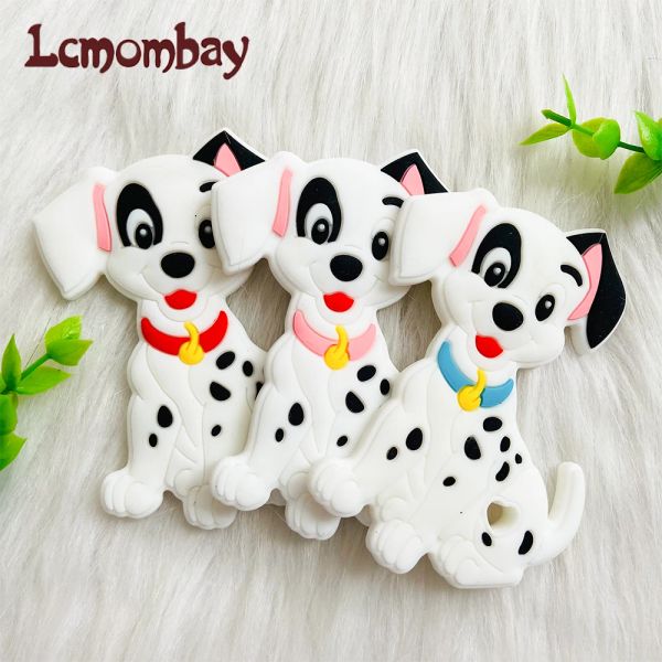 Blöcke 5pcs Dalmatianer Baby Silikonperlen Teether Clip Cartoon Tier Zahnpflege Anhänger DIY Schnullerkettenzubehör Baby Spielzeug