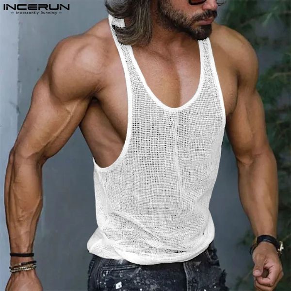 Incerun Men Tank tops Mesh Mes