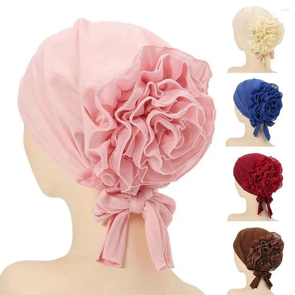 BERET POLIESTER CAP BRIG FLOWER HIJABS POLLOVER SOLID POLLOVER MODO FLOWER HIJAB CAPS DONNE DONNE