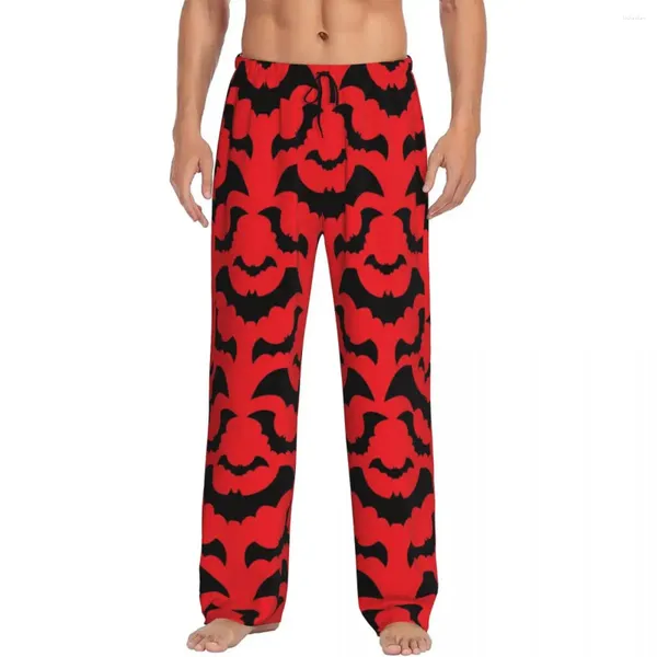 Herren Nachtwäsche Custom Gothic Hexe Fledermäuse Muster Pyjama Hosen Ghost Halloween Lounge Schlafstraße mit Taschen