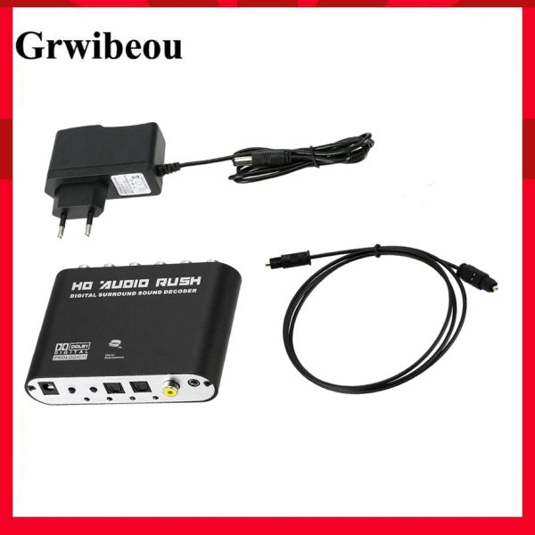 Converter grwibeou 5.1 canal estéreo digital a analógico ANAC3 AUDIO AUDIO Converter óptico SPDIF Coaxial Aux 3,5 mm 2 6RCA Decodificador de som de som