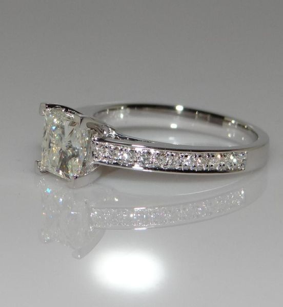 18K Белое золото принцесса бриллиантовое кольцо Fourclaw Square Diamond Ring Model