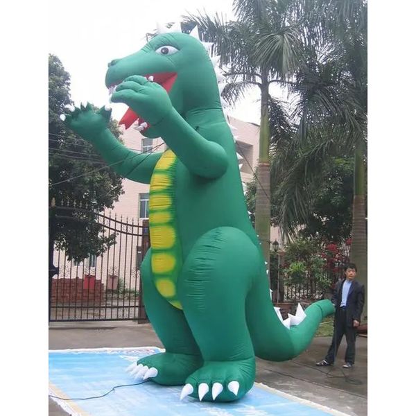 Gigante por atacado Dinosaur Cartoon Animal para decoração de eventos ao ar livre Dragão verde de escultura atraente