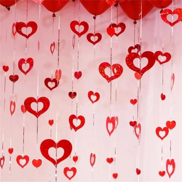 Dekorative Figuren 100pcs/Los Red Heart Laser Pailletten Regenballon Anhänger Romantischer Hochzeitsraum Geburtstagsfeier Dekoration Accessoires