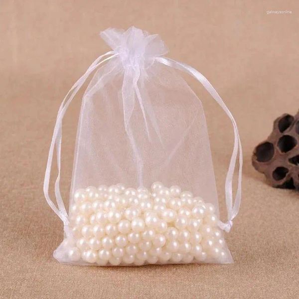 Sacolas de compras 100pcs/lote super grande capacidade 40x60cm Big White Organza Bolsa de tração de tração em casa Bolsa de embalagem de presente de Natal