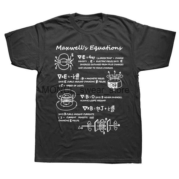 T-shirt maschile Fisica elettromagnetica divertente Maxwell Equazione Equazione Tanni T magliette grafica Casual Cotton Summer Men Euro Size Math Maglietta sciolta H240506