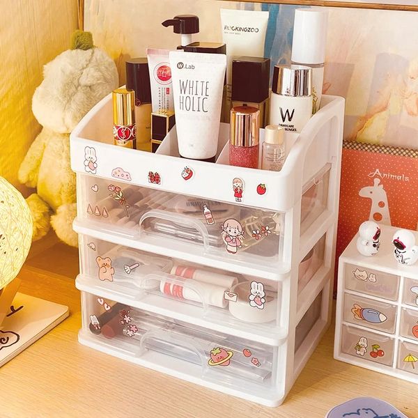 Desktop Make -up Organizer Schubladen Typ Kosmetische Speicherbox Make -up -Hülle Pinselhalter Lippenstift Hautpflege -Make -up -Tische