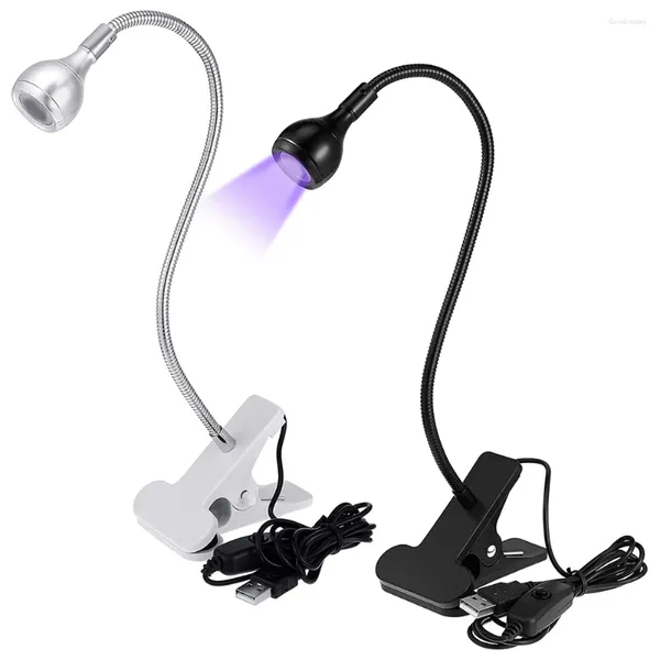 Tischlampen 2 Teile Big Chip 395nm UV -LED -Leuchten mit Schwanenhals- und Klemmen -Mini -Schreibtisch 5V USB -Eingang