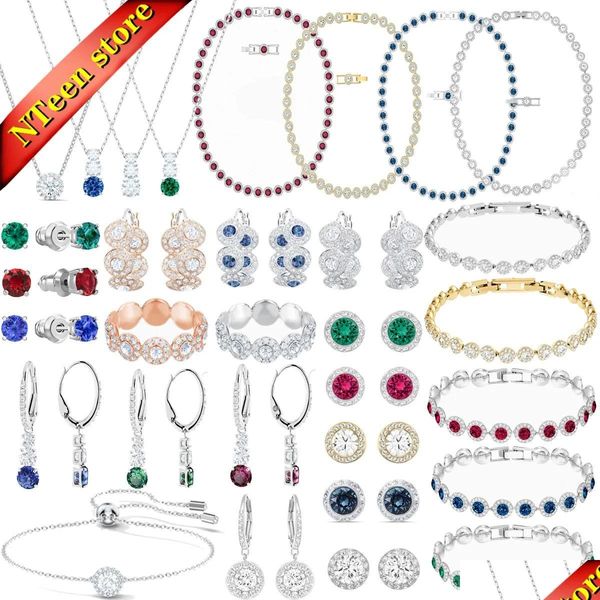 Set di collana di braccialette set di gioielli boutique originali set angelico Crystal Charm Womens Orecchini Womens Anelli Braccialetti Gambi regalo DHC5F