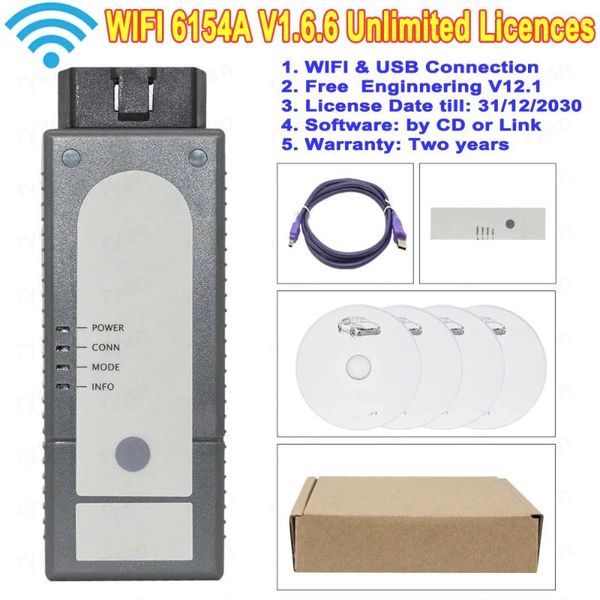 V1.66 Scanner de diagnóstico de carro Forvag 6154 Wi -Fi Full Chip FW V1.6.6 Ferramenta de programação do leitor de código OBD2