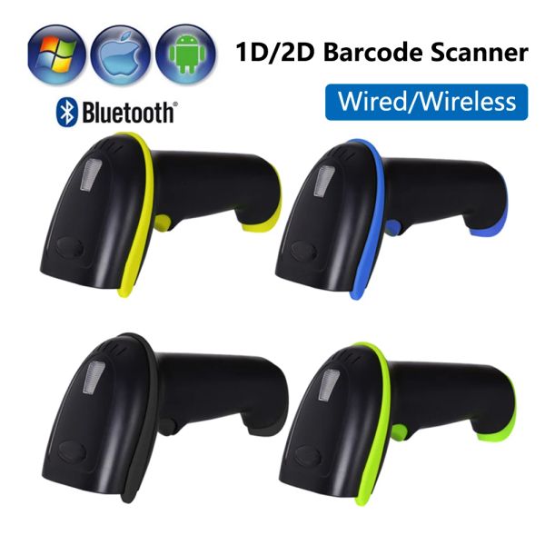 Scanners com fio leitor de código de barras sem fio 2d scanner de código de barras Bluetooth Connect Scanning QR Código de barras Reader PDF417 para pagamento móvel