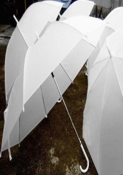 Doccia da sposa matrimonio Bianco ombrello in nylon Parasol Manico lungo Manico lungo Rainy Ombrellas Fashion Decorazione per matrimoni FAV8963123
