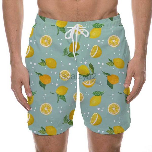 Herren -Shorts Plus Size Shorts 3D gedruckter Sommer Herrenmodische hawaiianische Strandhosen, Obstserie Loose Casual Shorts