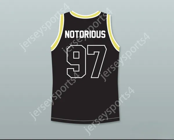 Custom Nay Mens Youth/Kids Notorious B.I.G.97 Bad Boy Black Basketball Jersey con patch top top cucite S-6xl