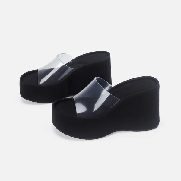 Pantofole Summer PVC trasparente Piattaforma aperta Sandali a cuneo Sandali Donne Fashion High Heels Scarpe da donna