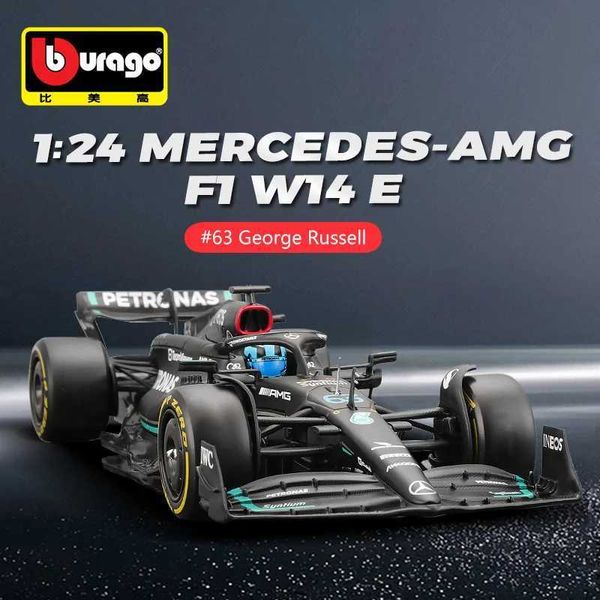 Diecast Model Cars Bburago 1 24 Mercedes AMG F1 Equipe W14 2023 # 44 Hamilton # 63 Alloy Car Modelo de Fórmula One Casting Modell2405