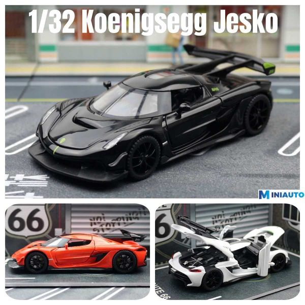 Diecast Model Cars 1/32 Koenigsegg Jesko Miniature Diecast Super Toy Car Model Sound и Light Door Series Детские подарки