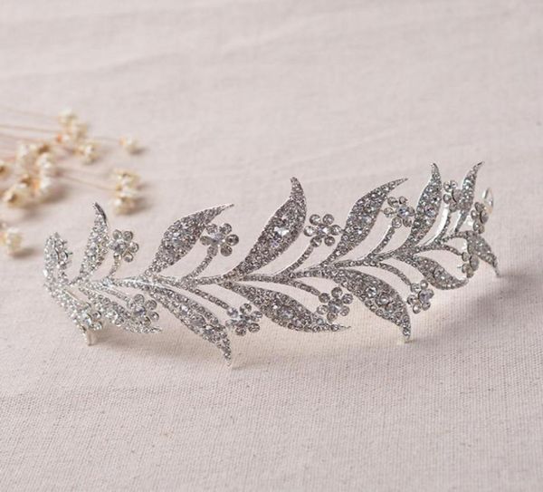 Blattblüten Kristall Brauthaarstücke Legierung Legierter Hochzeit Tiaras Kronen Blätter Brautstirnband Diy Roségold Silber3657310