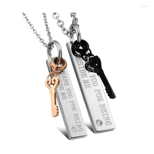 Colares pendentes 316l Colar de aço inoxidável pingentes esculpidos promessa palavras personalidade amor com charme key 1 preço de par