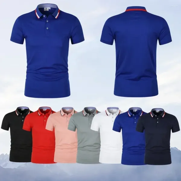 Polos maschile Polo Summer Shirt High-End Fashion Casual Short Short Knitted T-shirt Collar e Cuff Color Matching traspirante