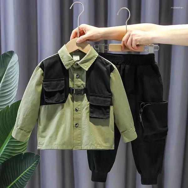 Kleidung Sets Jungen Herbst Set 2024 Koreaner Frühling und coole Kinderhemdhosen Jungen zweiteilige trendige Kinder Outfits