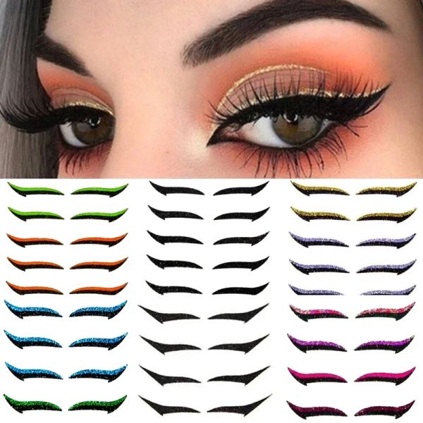 Eyeliner 5/6Pair Glitter Eyeliner Adesivo Eyeliner Set impermeabile Adesivo autoadesivo Adesivo eyelid Adesivo DoubleLine Occiglia Face Face Makeup Beauty