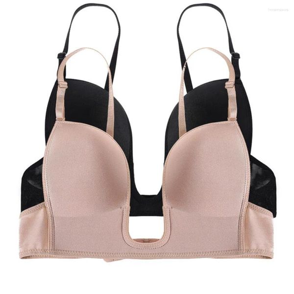 Bras Deep U Push Up Women senza backless Donne a bassa taglio a bassa sexy Brasseria aperta biancheria intima da sposa invisibile Lingerie senza soluzione di continuità