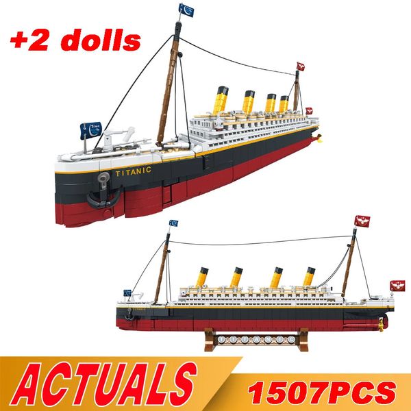 1507pcs Creative Movie 2IN1 Титаник Большой круизный судно модель модельных зданий пароходные здания кирпичи DIY игрушки для детских подарков 240428