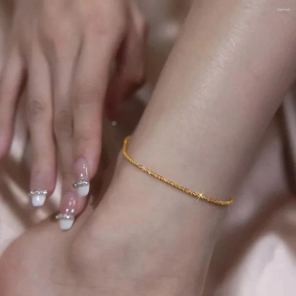 Cadletti di colore oro minimalista stampato di colore scintillante per donne per donne gamba per gioielli con piede per braccialetti a piedi nudi