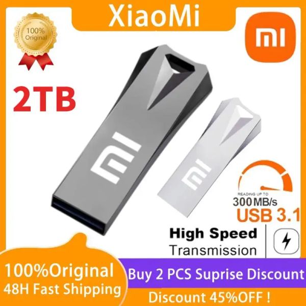 Drives Xiaomi Original Pen Drive HighSpeed USB 3.1 Flash Drive 2TB 1 TB METAL MECIMENTE DE USB IMPERMELHA PARA DISPOSITIVOS DE COMPUTADOR