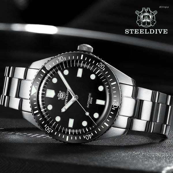 Наручительные часы Steeldive Brand SD1965 Прибытие 2024 Высококачественные 200 -метровые водостойкие автоматические часы NH35 Dive Watch