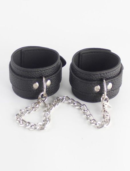Fessel schwarze Leder -Knöchelschellen Einstellbare Bondage -Einschränkungen für Erwachsene Produkt Sex Games für Paare Sex Folter BDSM Toys Fetish9331797