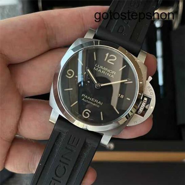 Pulso tático relógio Panerai Strap a aço de aço Cerâmica Titanium Metal Hand Mechanical Automatic Mechanical's Watch Luminor Series Pam01312 Diâmetro 44mm