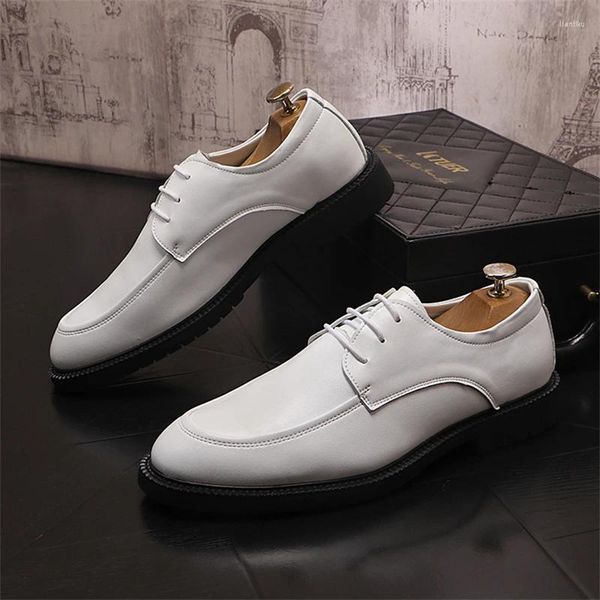 Lässige Schuhe Modetrend Schwarz weißer Lederlaafer Herren Oxfords formelle Zapatillas Hombre