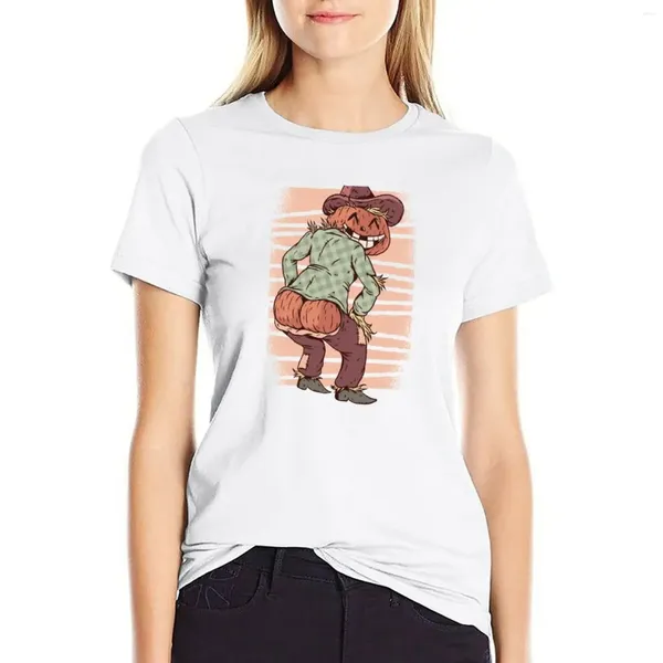 T-shirt de cabeça de abóbora travessa feminina