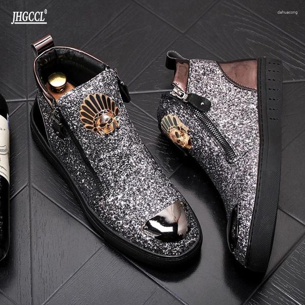 Scarpe casual Sneaker maschile Sneakers Rivets Punk Hip Hop Merafere Altezza maschio Aumenta APPLASI ZAPATILLA HOMBRE K8