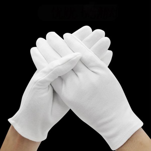 Guanti 12 coppie addensano guanti bianchi guanti cerimoniali di lavoro uniforme del mago dell'ispezione unisex di lavoro unisex guanti da lavoro
